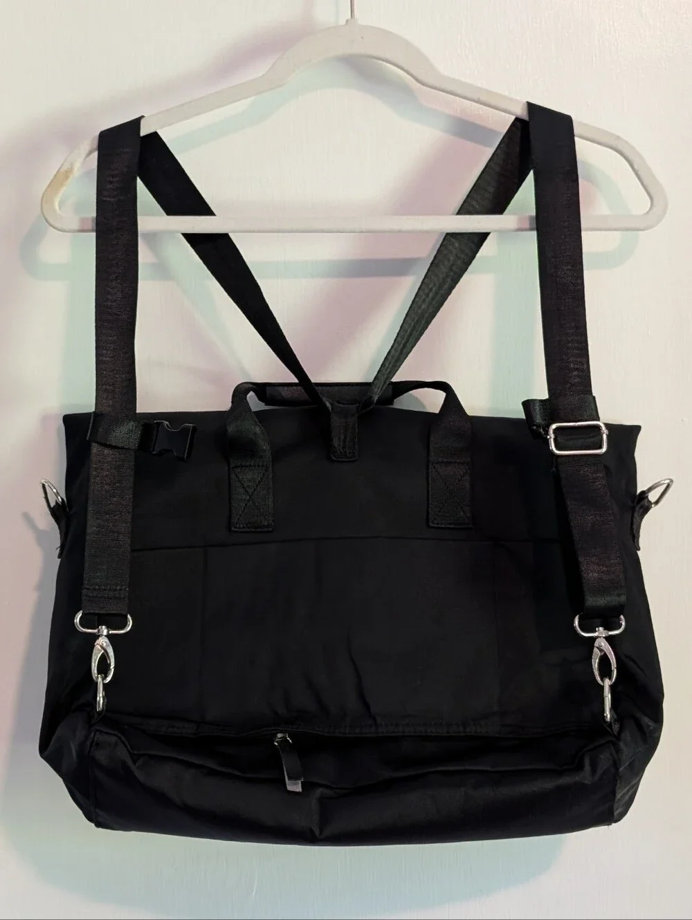 Untility Canvas Black Convertible Leather Backpack/Shoulder Bag